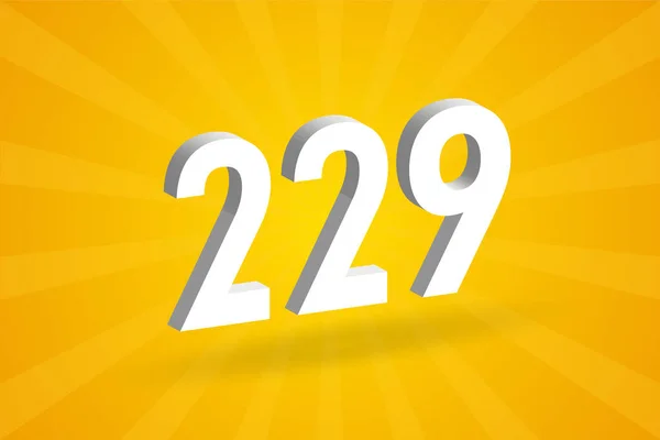 229 Numara Yazı Tipi Alfabesi Beyaz Numara 229 Sarı Arka — Stok Vektör