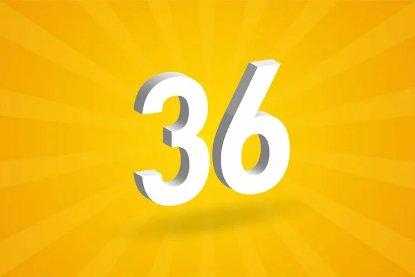 Abeceda Číslem 3D36 Bílé Číslo Žlutým Pozadím — Stockový vektor