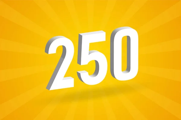 250 Числовий Шрифт Білий Номер 250 Жовтим Тлом — стоковий вектор