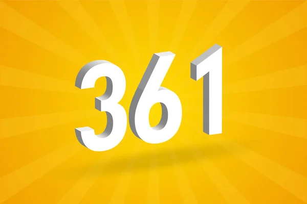 361数のフォントアルファベット 黄色の背景を持つホワイト3D番号361 — ストックベクタ
