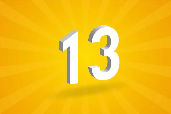 13数字字母表 黄色背景的白色3D 13号 — 图库矢量图片
