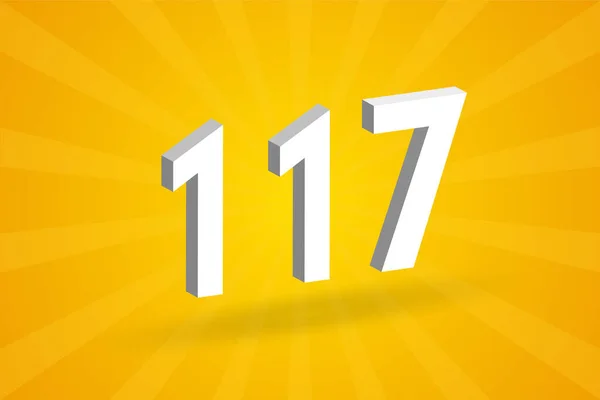 117数字字母表 黄色背景的白色3D 117号 — 图库矢量图片