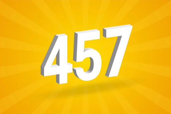 457数字字母表黄色背景的白色3D 457号 — 图库矢量图片