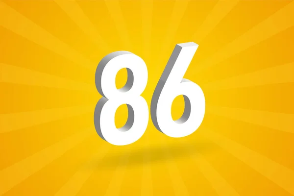86数字字母表白色3D 86号 黄色背景 — 图库矢量图片