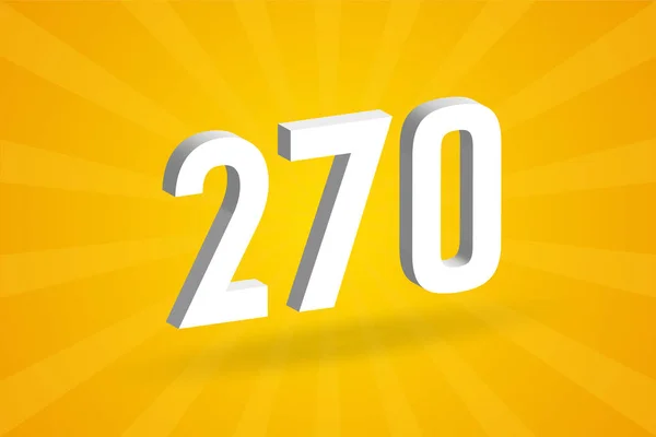 270 Numara Yazı Tipi Alfabesi Beyaz Numara 270 Sarı Arka — Stok Vektör