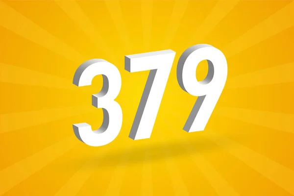 379 Cijfer Lettertype Alfabet Wit Nummer 379 Met Gele Achtergrond — Stockvector