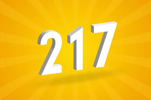 217 Cijferlettertype Alfabet Wit Nummer 217 Met Gele Achtergrond — Stockvector