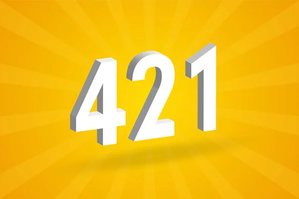 Abeceda Číslem 3D421 Bílé Číslo 421 Žlutým Pozadím — Stockový vektor