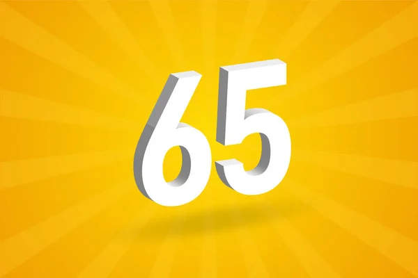 Abeceda Číslicemi 3D65 Bílé Číslo Žlutým Pozadím — Stockový vektor
