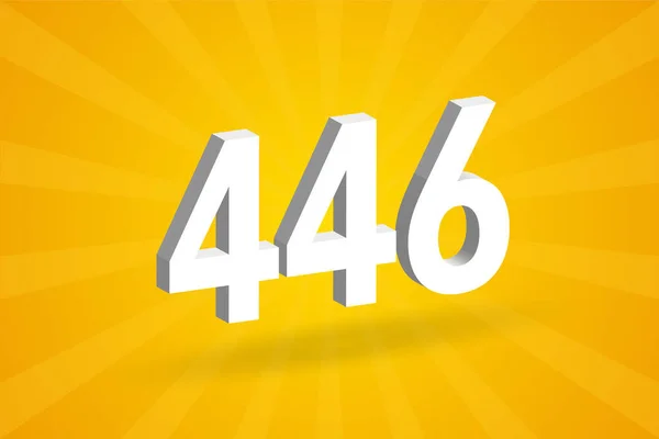 446 Number Font Alphabet White Number 446 Yellow Background — Stock Vector