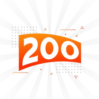200 numara vektör yazı tipi alfabesi. 200 numara dekoratif element stok vektörü