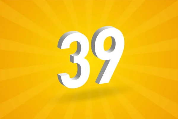 39数字字母表 黄色背景的白色3D 39号 — 图库矢量图片