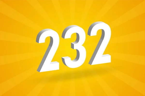 Alfabeto Fuente 232 Número Blanco Número 232 Con Fondo Amarillo — Archivo Imágenes Vectoriales