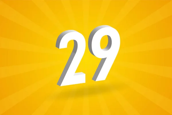 29数字字母表 黄色背景的白色3D 29号 — 图库矢量图片