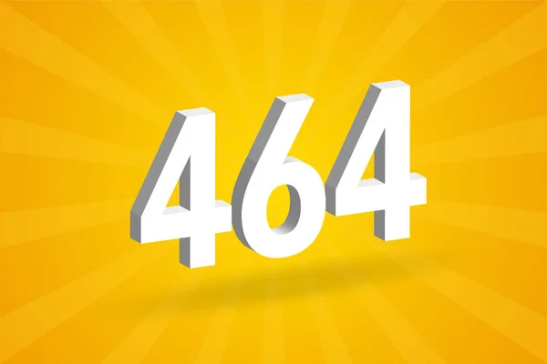 464数字字母表 黄色背景的白色3D 464号 — 图库矢量图片