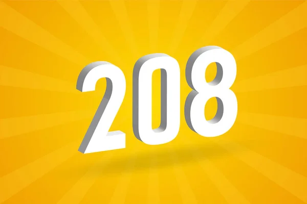 208 알파벳 Number 208 Yellow Background — 스톡 벡터