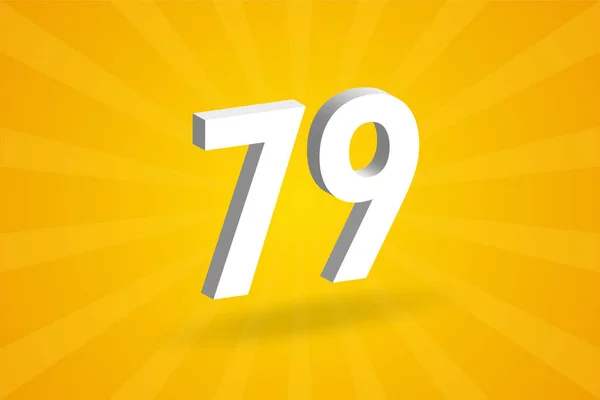 79数のフォントアルファベット 黄色の背景を持つホワイト3D番号79 — ストックベクタ