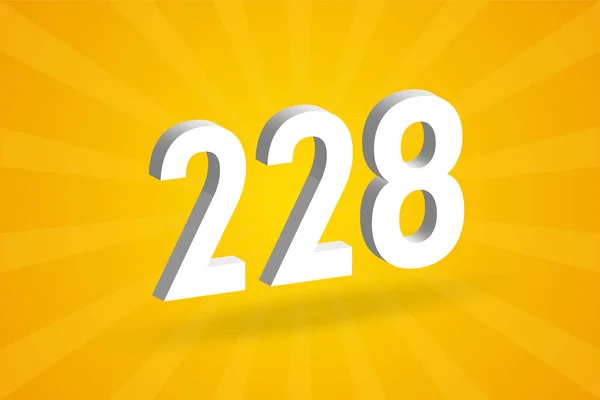 228 Nummer Typsnitt Alfabetet Vit Nummer 228 Med Gul Bakgrund — Stock vektor
