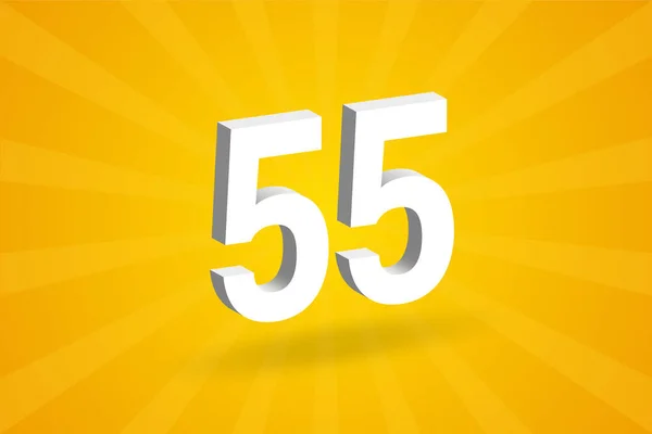 55数字字母表 黄色背景的白色3D 55号 — 图库矢量图片