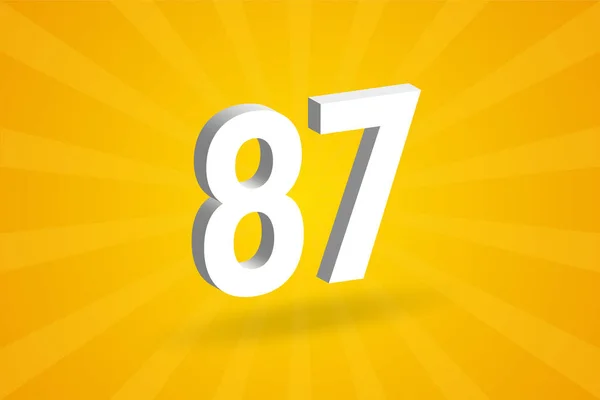 Abeceda Číslem 3D87 Bílé Číslo Žlutým Pozadím — Stockový vektor