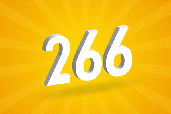 266 Числовий Шрифт Білий Номер 266 Жовтим Тлом — стоковий вектор