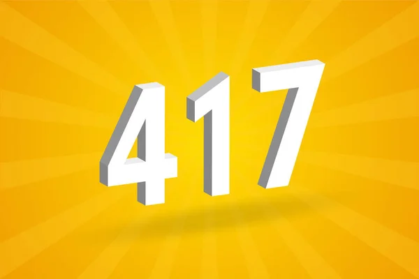 417 Cijfer Lettertype Alfabet Wit Nummer 417 Met Gele Achtergrond — Stockvector
