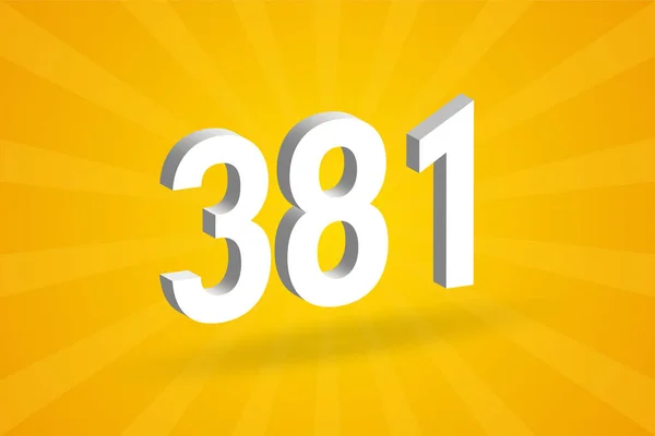 381 Alfabeto Fonte Número Branco Número 381 Com Fundo Amarelo — Vetor de Stock