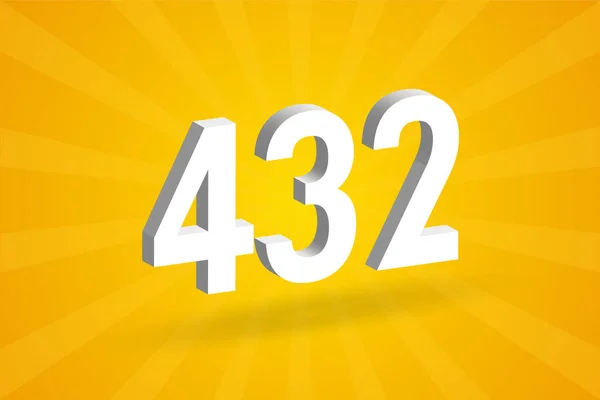 432数字字母表 白色3D 432号 黄色背景 — 图库矢量图片