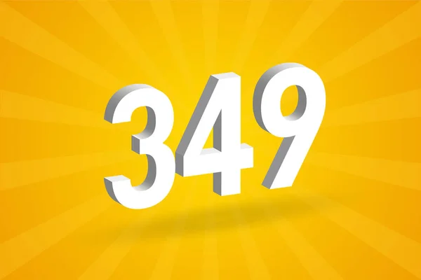 349 Numara Yazı Tipi Alfabesi Beyaz 349 Boyut Sarı Arka — Stok Vektör