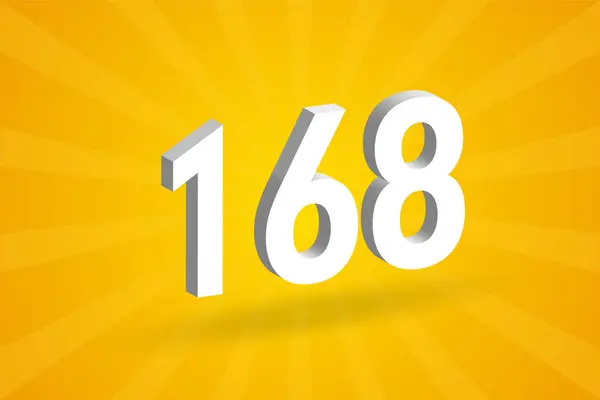 Abeceda Číslem 3D168 Bílé Číslo 168 Žlutým Pozadím — Stockový vektor