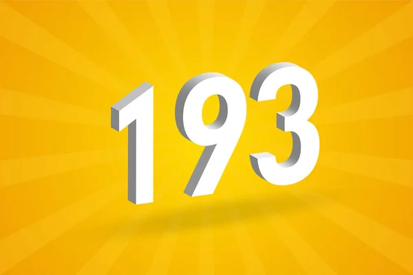 193 Числовий Шрифт Білий Номер 193 Жовтим Тлом — стоковий вектор