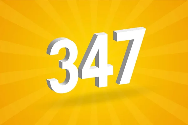 347 Number Font Alphabet White Number 347 Yellow Background — Stock Vector