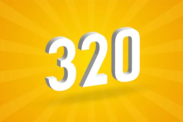 320 Νούμερο Αλφάβητο Γραμματοσειράς Λευκό Number 320 Κίτρινο Φόντο — Διανυσματικό Αρχείο