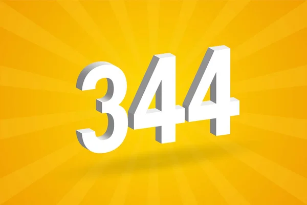344 Числовий Шрифт Білий Номер 344 Жовтим Тлом — стоковий вектор