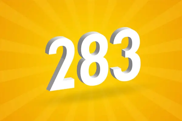 283 Cijfer Lettertype Alfabet Wit Nummer 283 Met Gele Achtergrond — Stockvector