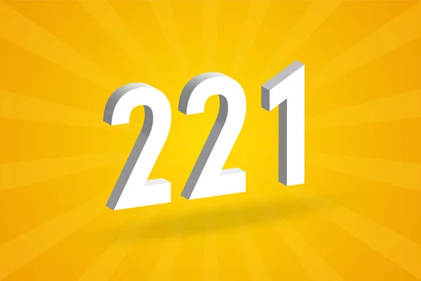 221 Numara Yazı Tipi Alfabesi Beyaz Numara 221 Sarı Arkaplan — Stok Vektör