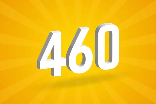 460番のフォントアルファベット 黄色の背景を持つホワイト3D番号460 — ストックベクタ