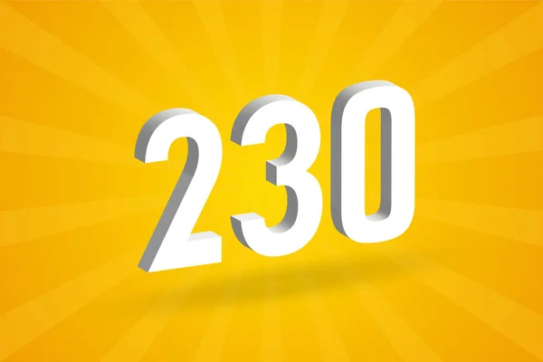 230 Numara Yazı Tipi Alfabesi Beyaz 230 Numara Sarı Arkaplan — Stok Vektör
