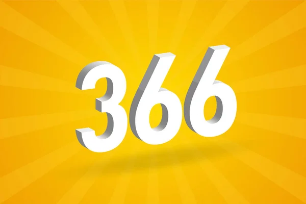 366数字字母表 白色3D 366号 黄色背景 — 图库矢量图片