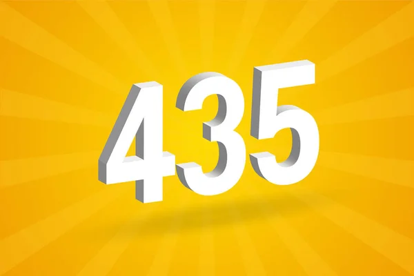 435数字字母表 黄色背景的白色3D 435号 — 图库矢量图片