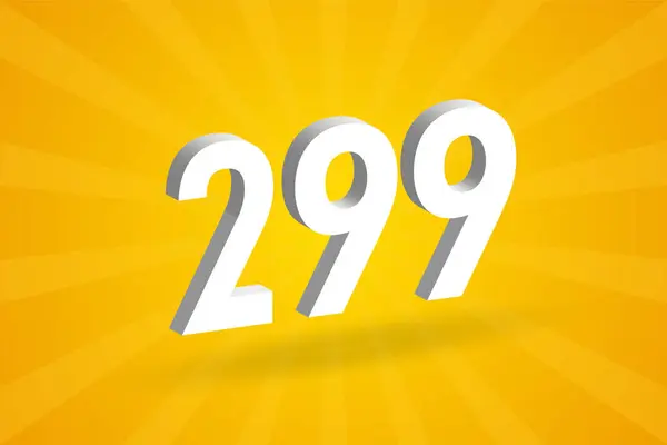 299 Cijferlettertype Alfabet Wit Nummer 299 Met Gele Achtergrond — Stockvector