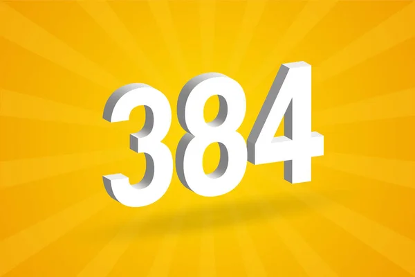 384 Cijferlettertype Alfabet Wit Nummer 384 Met Gele Achtergrond — Stockvector