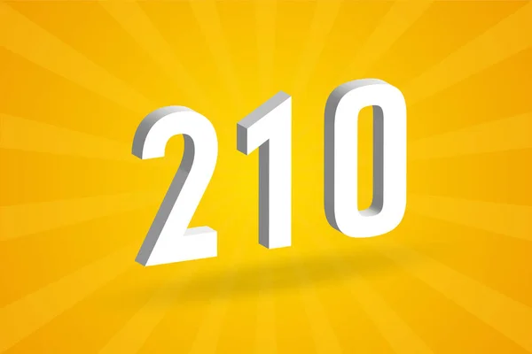 210数字字母表 黄色背景的白色3D 210号 — 图库矢量图片