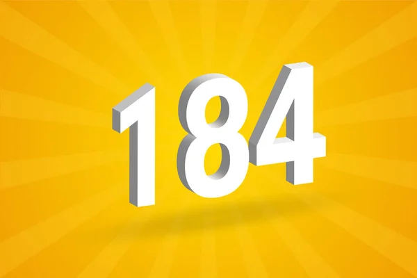 184数字字母表 白色3D 184号 黄色背景 — 图库矢量图片