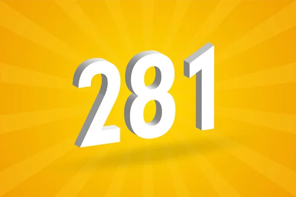 Abeceda Číslem 3D281 Bílé Číslo 281 Žlutým Pozadím — Stockový vektor