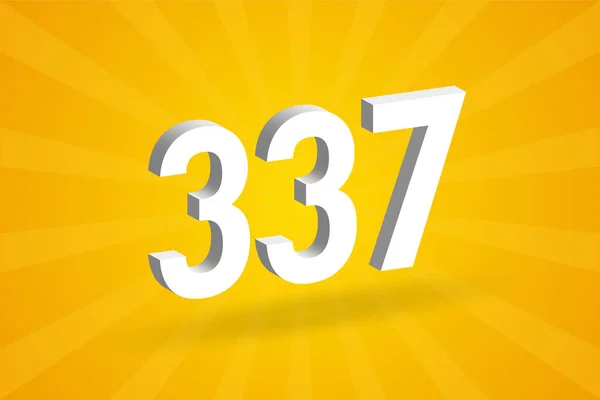 337 Alfabeto Fonte Número Branco Número 337 Com Fundo Amarelo — Vetor de Stock