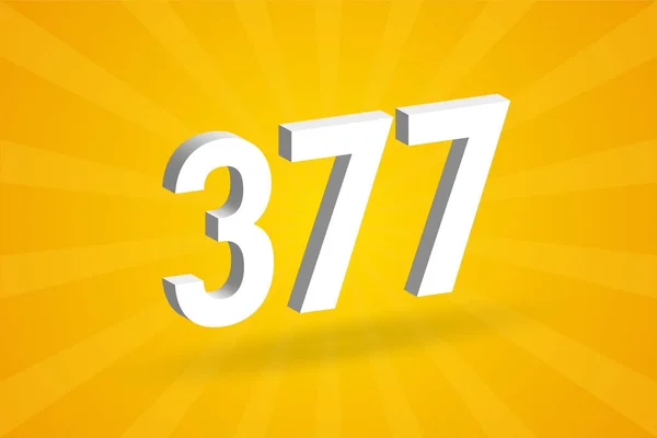377個のフォントアルファベット 黄色の背景を持つホワイト3D番号377 — ストックベクタ