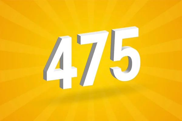 475数字字母表 黄色背景的白色3D 475号 — 图库矢量图片