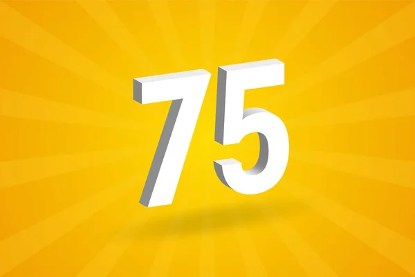 75数のフォントアルファベット 黄色の背景を持つホワイト3D番号75 — ストックベクタ