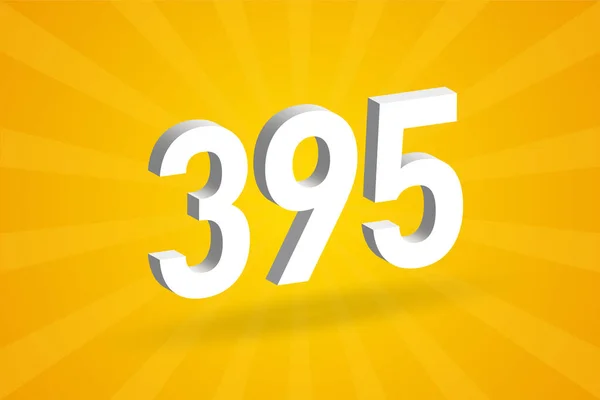 395 Числовий Шрифт Білий Номер 395 Жовтим Тлом — стоковий вектор